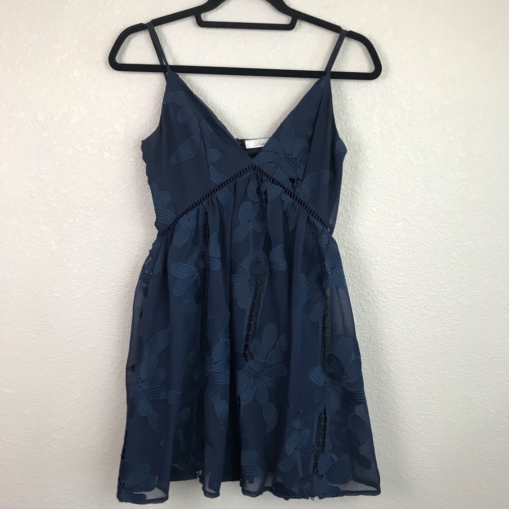 Lovers + Friends Small Wishful Navy Blue Dress